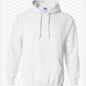 New Gildan Heavy Blend White Hooded Sweatshirt with Kangaroo Pockets